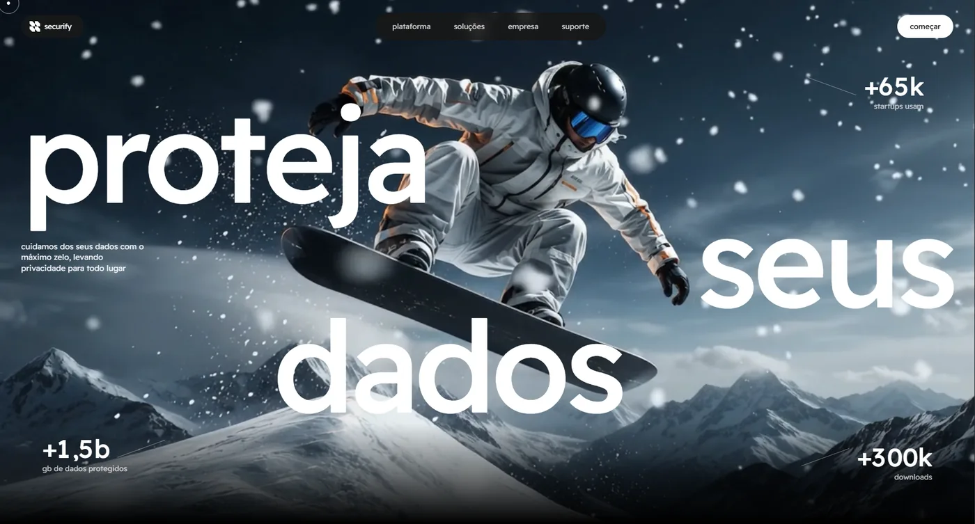 Site da Securify, SaaS de proteção de dados